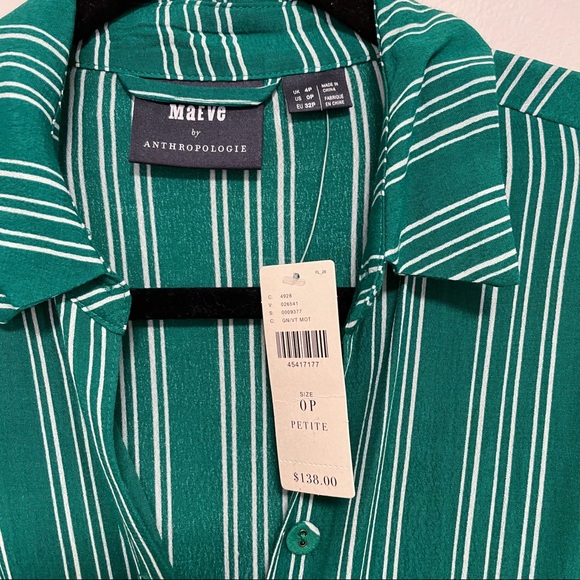 Maeve Anthropologie green striped button dress - Picture 2 of 5